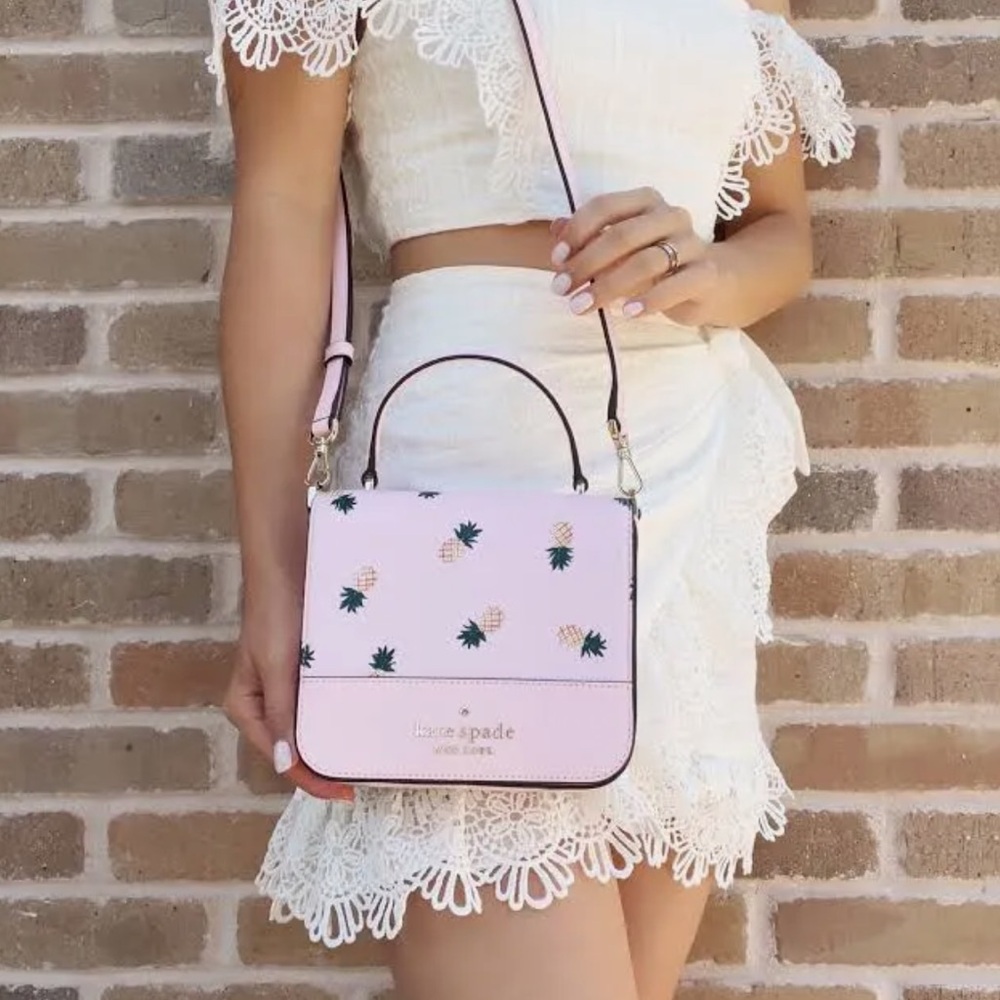 NWT! Kate Spade Light Pink Pineapple Crossbody purse Bag with dust bag